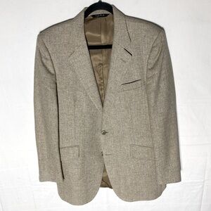 Vintage Hyde Park Thomas Jeffrey Beige Wool Linen Silk Blend Blazer 40R